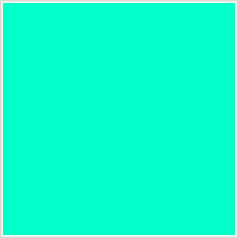 00FFC8 Hex Color Image (BLUE GREEN, BRIGHT TURQUOISE)
