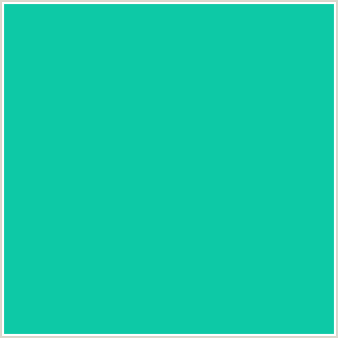 0DC9A6 Hex Color Image (BLUE GREEN, CARIBBEAN GREEN)