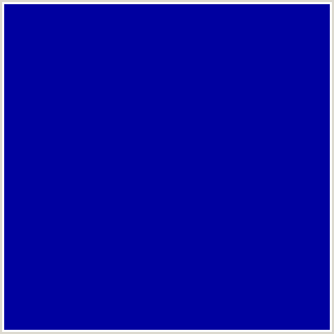 0000A0 Hex Color Image (BLUE, NAVY BLUE)