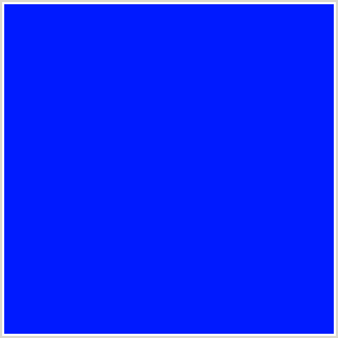 001AFF Hex Color Image (BLUE)