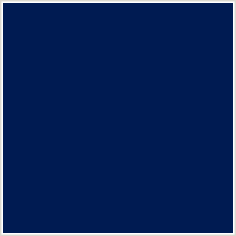 001B52 Hex Color Image (BLUE, MIDNIGHT BLUE, PRUSSIAN BLUE)