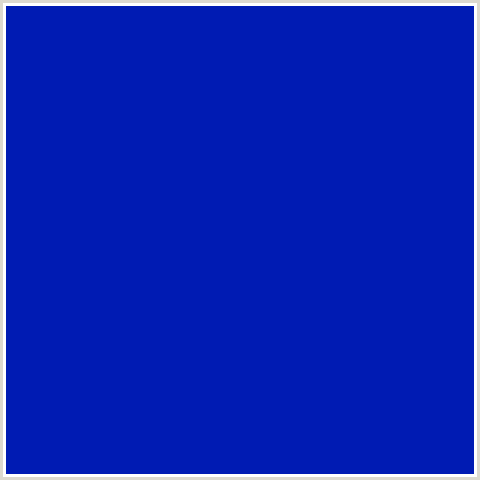 001BB3 Hex Color Image (BLUE, INTERNATIONAL KLEIN BLUE)