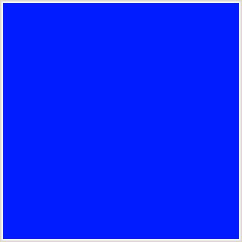 001BFF Hex Color Image (BLUE)