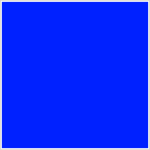 0021FF Hex Color Image (BLUE)