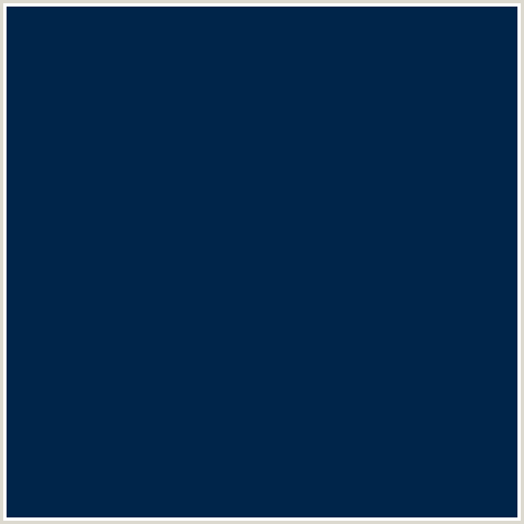 00254A Hex Color Image (BLUE, MIDNIGHT BLUE, PRUSSIAN BLUE)