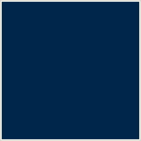 00264A Hex Color Image (BLUE, MIDNIGHT BLUE, PRUSSIAN BLUE)