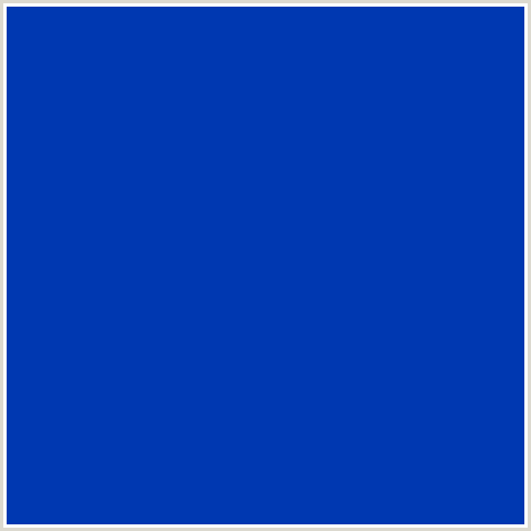 0038B1 Hex Color Image (BLUE, INTERNATIONAL KLEIN BLUE)