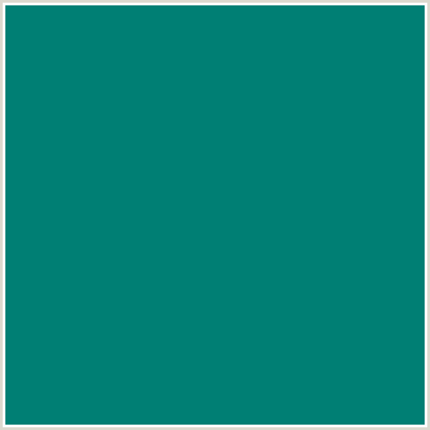 007F74 Hex Color Image (AQUA, LIGHT BLUE, PINE GREEN)