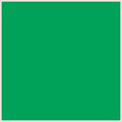 00A158 Hex Color Image (GREEN BLUE, GREEN HAZE)