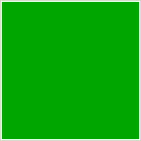 00A500 Hex Color Image (GREEN, JAPANESE LAUREL)