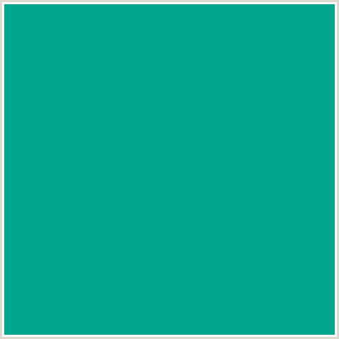 00A78E Hex Color Image (BLUE GREEN, PERSIAN GREEN)
