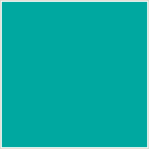 00A8A0 Hex Color Image (AQUA, LIGHT BLUE, PERSIAN GREEN)