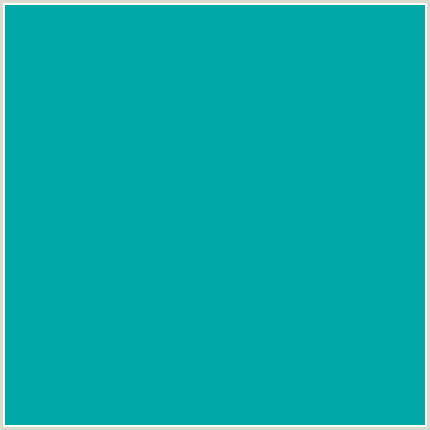00A8A8 Hex Color Image (LIGHT BLUE, PERSIAN GREEN)