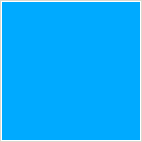 00AAFF Hex Color Image (AZURE RADIANCE, BLUE)