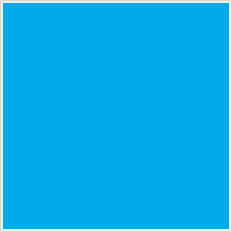 00ACE8 Hex Color Image (CERULEAN, LIGHT BLUE)