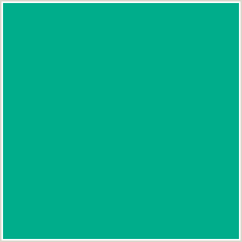 00AD8B Hex Color Image (BLUE GREEN, PERSIAN GREEN)