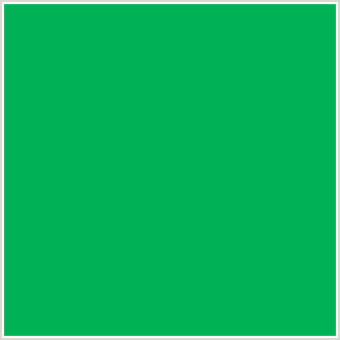 00B156 Hex Color Image (GREEN BLUE, JADE)