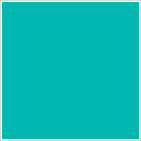00B8B0 Hex Color Image (AQUA, CARIBBEAN GREEN, LIGHT BLUE)