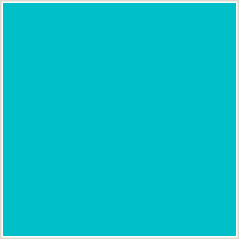 00BFC9 Hex Color Image (LIGHT BLUE, ROBINS EGG BLUE)