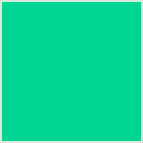 00D492 Hex Color Image (BLUE GREEN, CARIBBEAN GREEN)