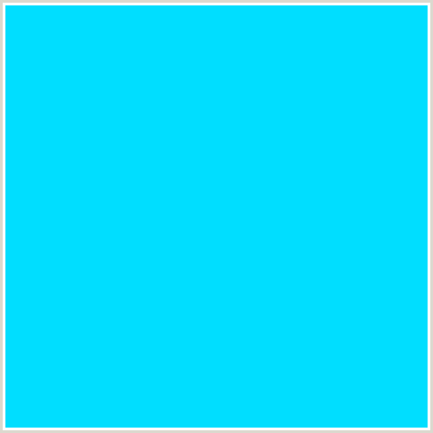 00DEFF Hex Color Image (CYAN, LIGHT BLUE)