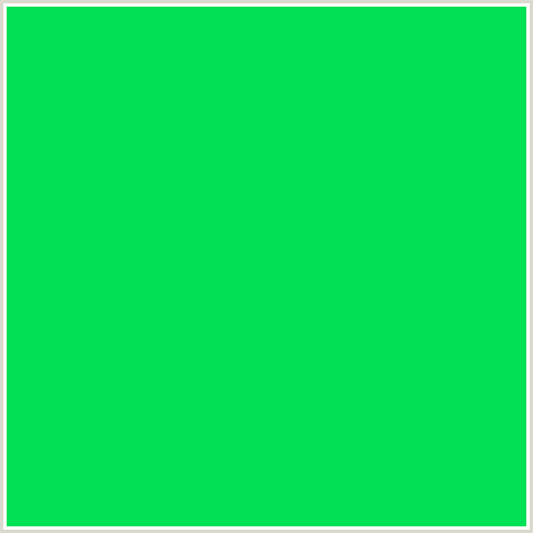 00E156 Hex Color Image (GREEN BLUE, MALACHITE)