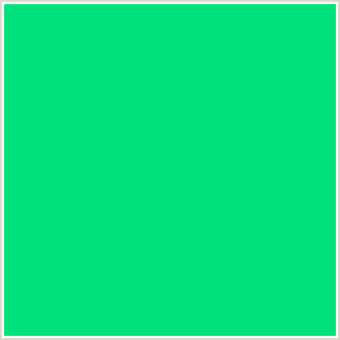 00E17B Hex Color Image (GREEN BLUE, SPRING GREEN)