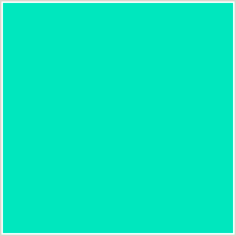 00E7BE Hex Color Image (BLUE GREEN, ROBINS EGG BLUE)