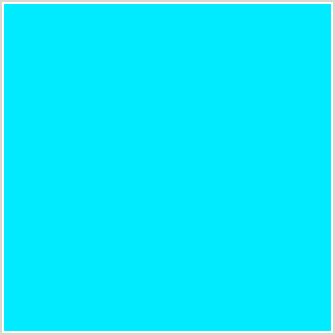 00EBFF Hex Color Image (CYAN, LIGHT BLUE)
