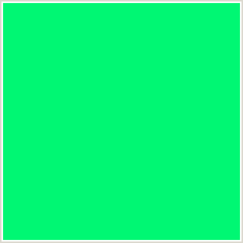 00F773 Hex Color Image (GREEN BLUE, SPRING GREEN)