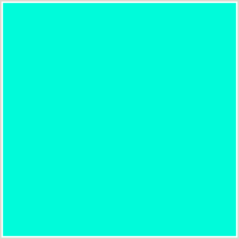 00FBDA Hex Color Image (BLUE GREEN, BRIGHT TURQUOISE)