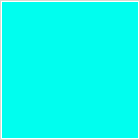 00FEEF Hex Color Image (AQUA, CYAN, LIGHT BLUE)