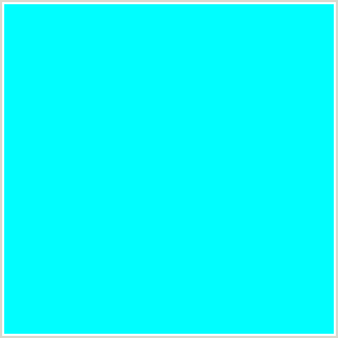 00FEFF Hex Color Image (CYAN, LIGHT BLUE)