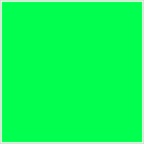 00FF4E Hex Color Image (GREEN, SPRING GREEN)