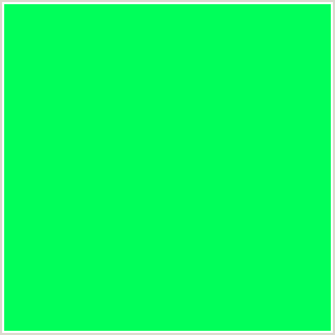 00FF5A Hex Color Image (GREEN BLUE, SPRING GREEN)