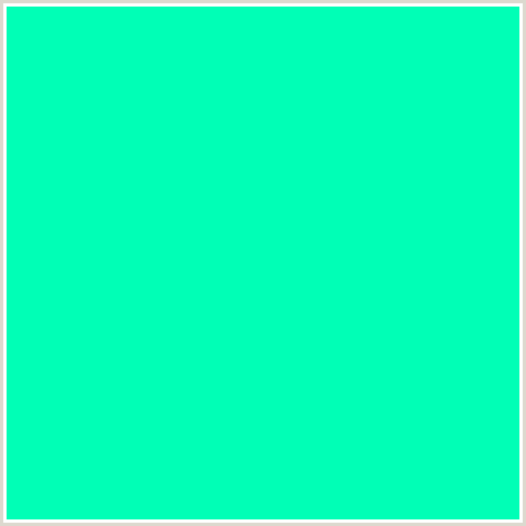 00FFB6 Hex Color Image (BLUE GREEN, BRIGHT TURQUOISE)