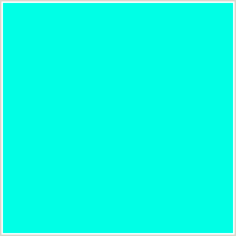 00FFE6 Hex Color Image (BLUE GREEN, CYAN)