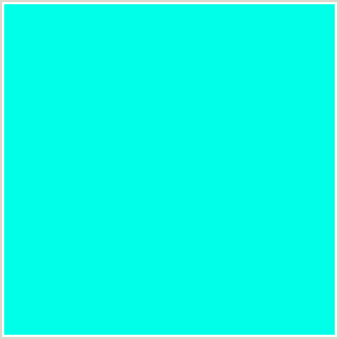 00FFE8 Hex Color Image (AQUA, CYAN, LIGHT BLUE)