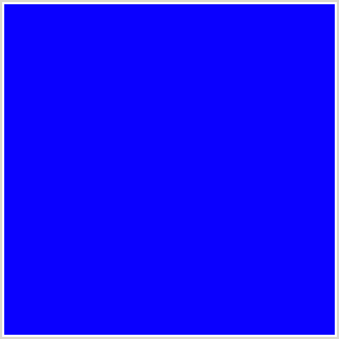 0A00FF Hex Color Image (BLUE)