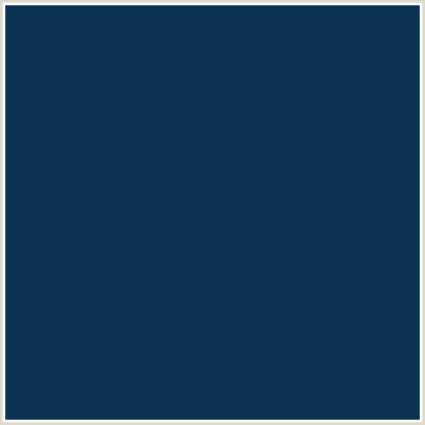 0A3353 Hex Color Image (BLUE, MIDNIGHT BLUE, TARAWERA)