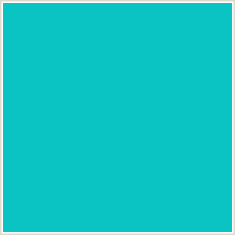 0AC4C4 Hex Color Image (LIGHT BLUE, ROBINS EGG BLUE)