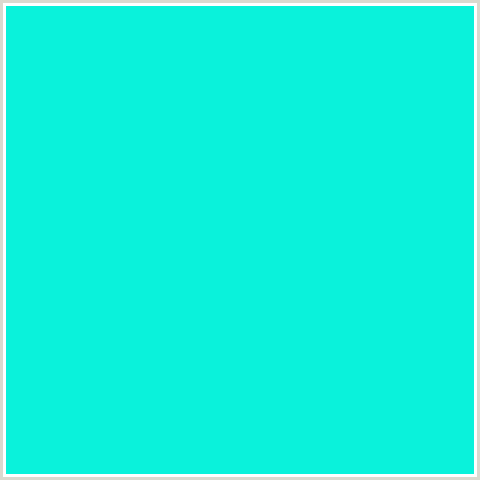 0AF2DB Hex Color Image (BLUE GREEN, BRIGHT TURQUOISE)