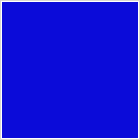 0B0BD9 Hex Color Image (BLUE, DARK BLUE)