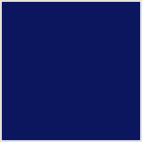 0B165E Hex Color Image (BLUE, DOWNRIVER, MIDNIGHT BLUE)