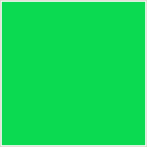 0BDA51 Hex Color Image (GREEN BLUE, MALACHITE)