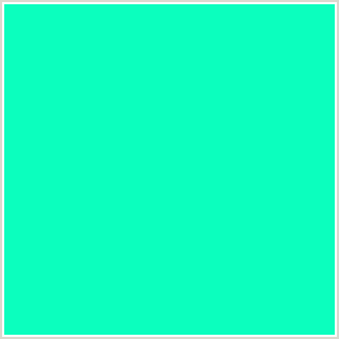 0BFFBE Hex Color Image (BLUE GREEN, BRIGHT TURQUOISE)