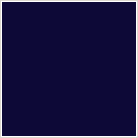 0D0937 Hex Color Image (BLUE, MIDNIGHT BLUE, VIOLET)