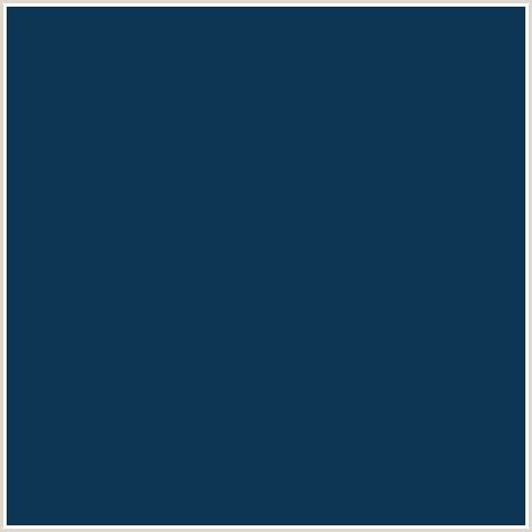 0D3654 Hex Color Image (BLUE, DOWNRIVER, MIDNIGHT BLUE)