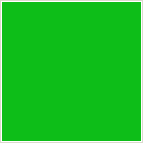 0DBE18 Hex Color Image (GREEN, MALACHITE)