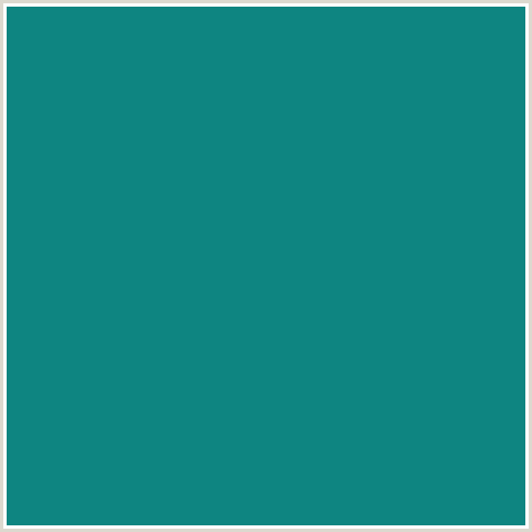 0E8581 Hex Color Image (AQUA, LIGHT BLUE, SURFIE GREEN)